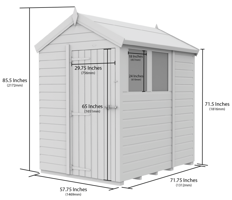 Flat Packed Apex Shed 5x6 - Willow Woodhouse