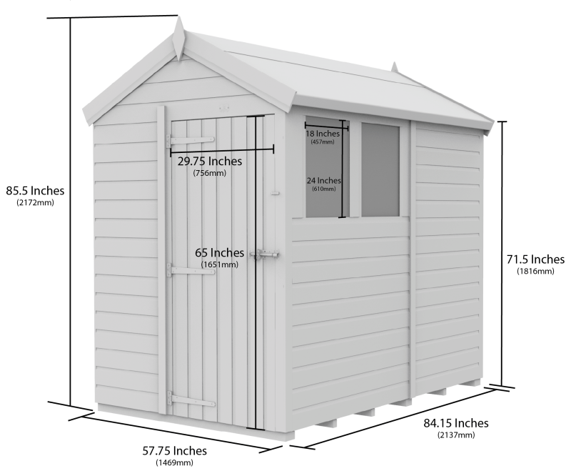 Flat Packed Apex Shed 5x7 - Willow Woodhouse