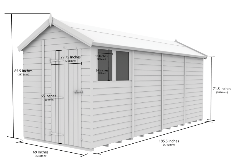 Flat Packed Apex Shed 6x16 - Willow Woodhouse