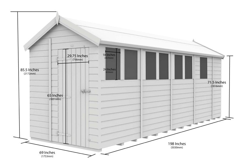 Flat Packed Apex Shed 6x17 - Willow Woodhouse