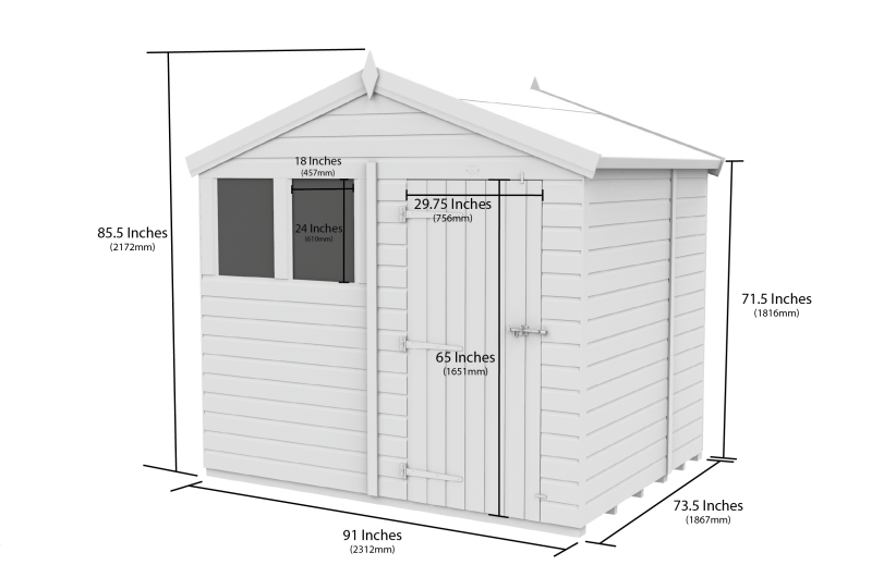 Flat Packed Apex Shed 8x6 - Willow Woodhouse