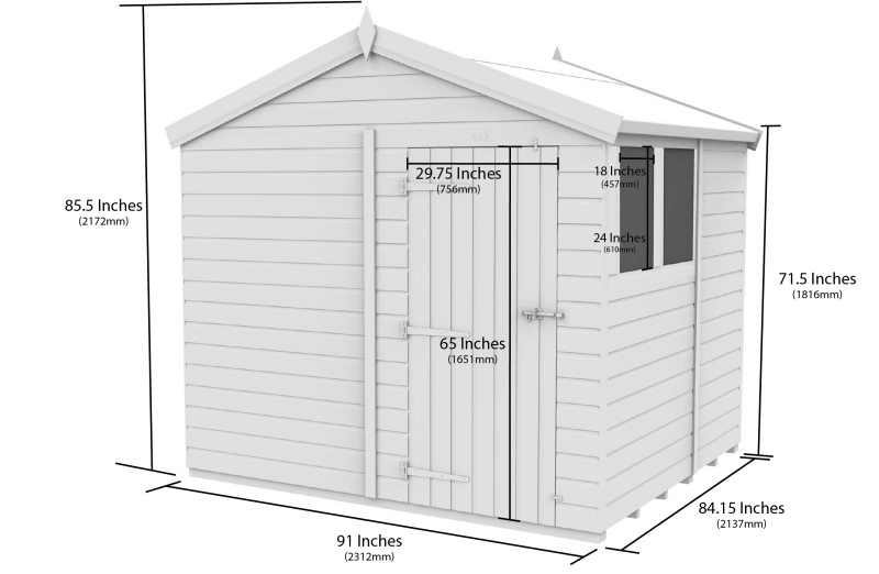 Flat Packed Apex Shed 8x7 - Willow Woodhouse