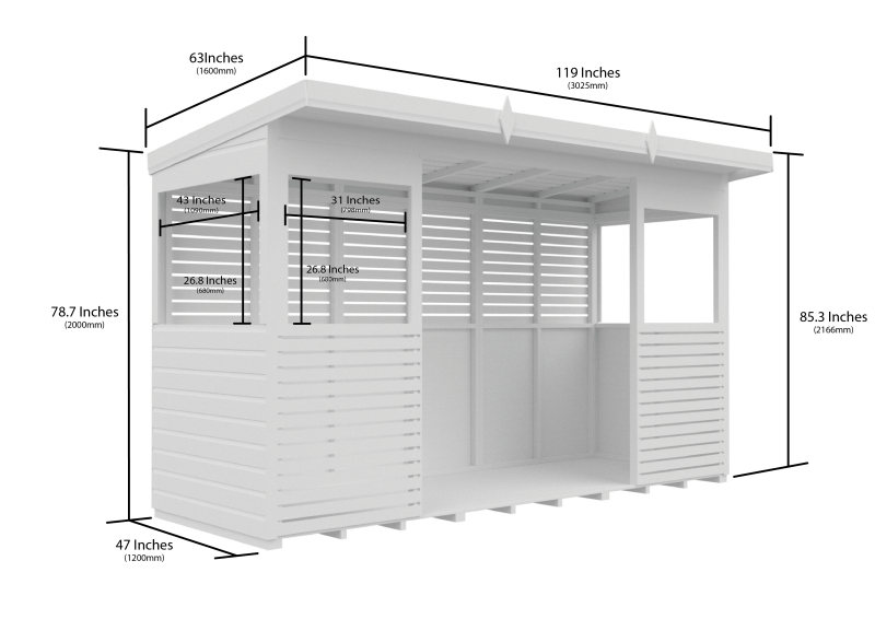 Flat Packed BBQ Pent Shed 12x4 - Willow Woodhouse