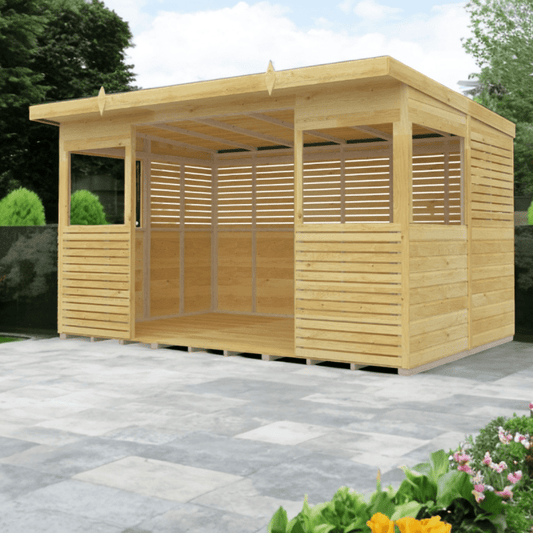 Flat Packed BBQ Pent Shed 12x8 - Willow Woodhouse