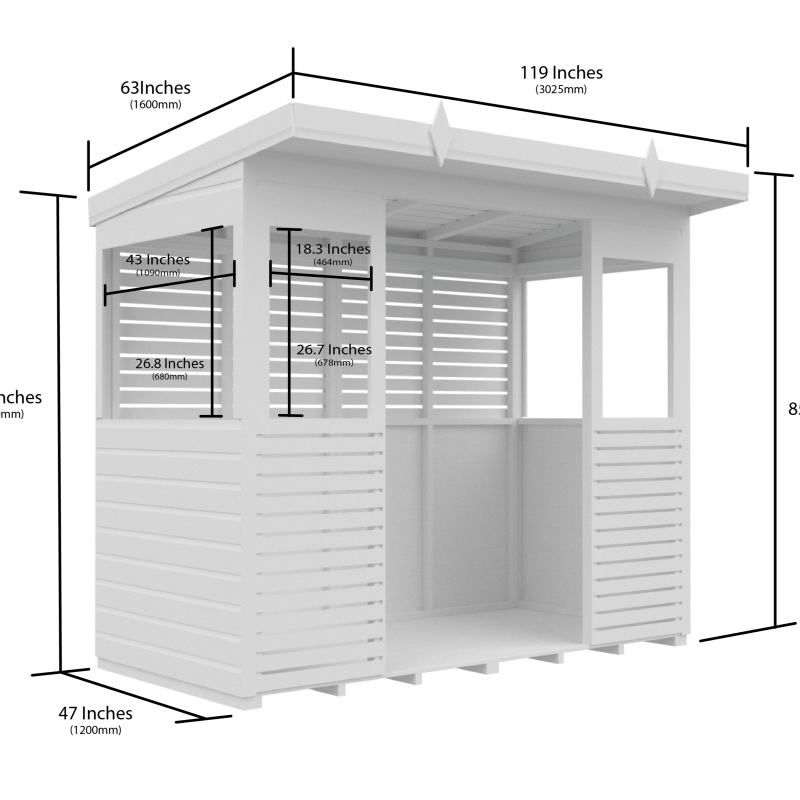 Flat Packed BBQ Pent Shed 8x4 - Willow Woodhouse