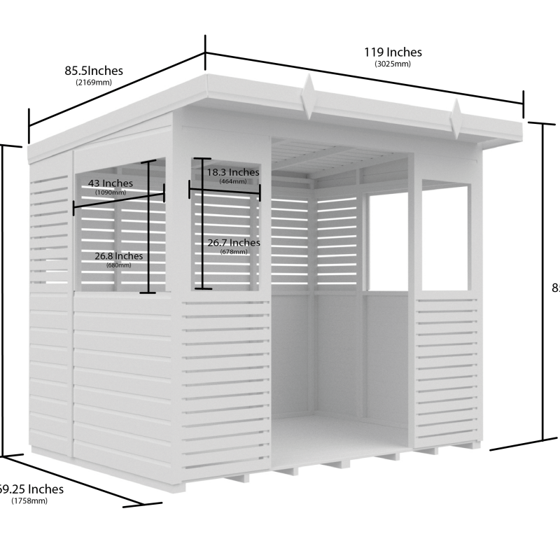 Flat Packed BBQ Pent Shed 8x6 - Willow Woodhouse