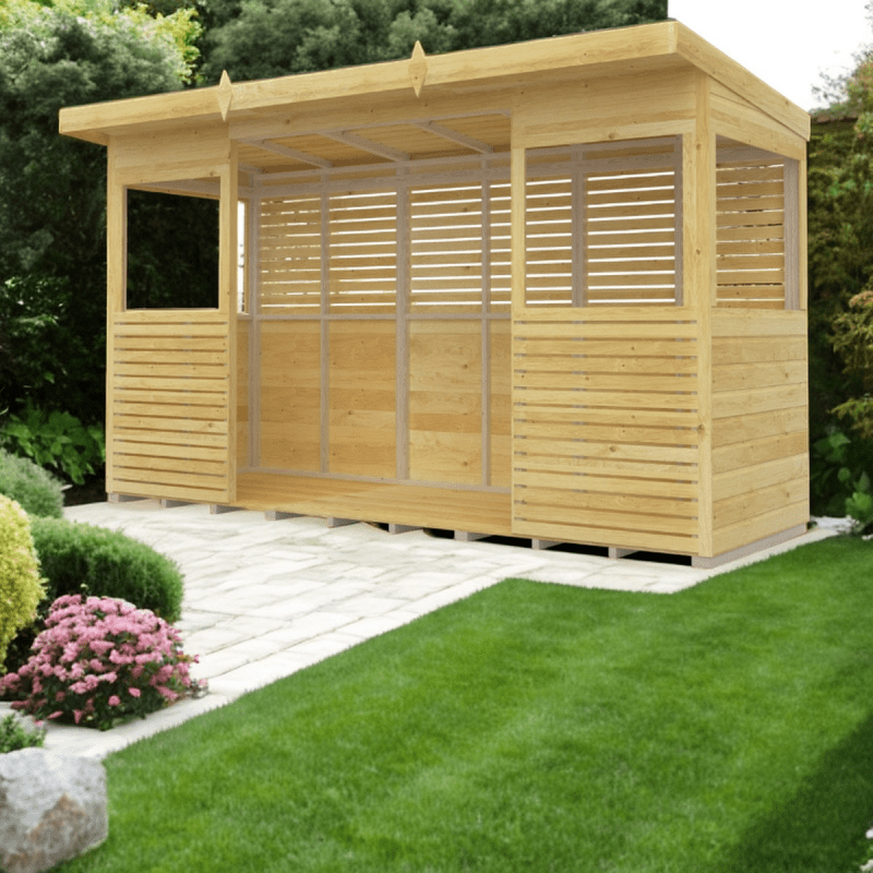 Flat Packed BBQ Pent Shed 8x6 - Willow Woodhouse