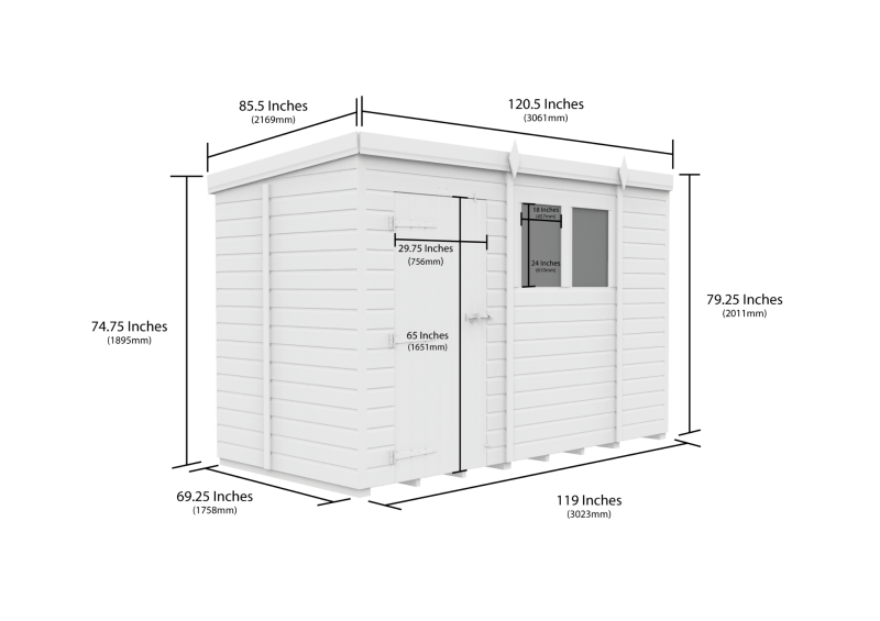 Flat Packed Pent Security Shed 10x5 - Willow Woodhouse