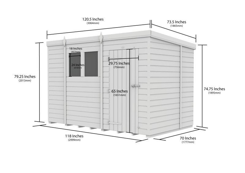 Flat Packed Pent Security Shed 10x6 - Willow Woodhouse