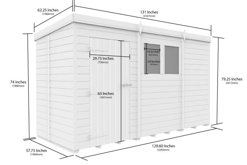 Flat Packed Pent Security Shed 11x5 - Willow Woodhouse