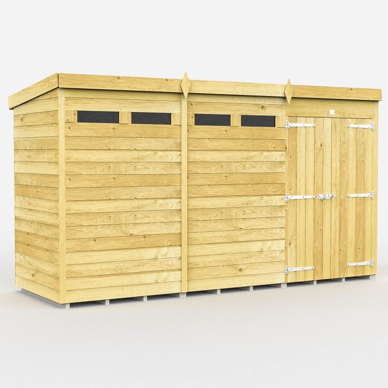 Flat Packed Pent Security Shed 12x4 - Willow Woodhouse