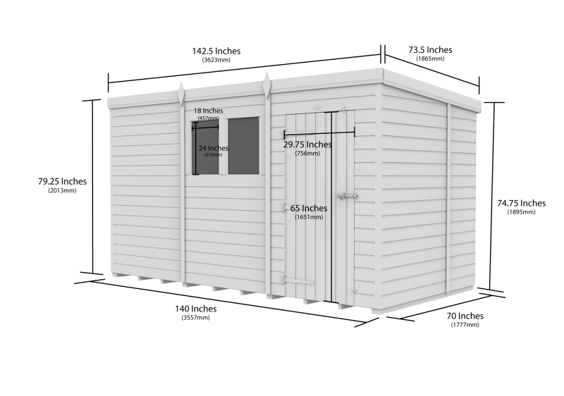 Flat Packed Pent Security Shed 12x6 - Willow Woodhouse