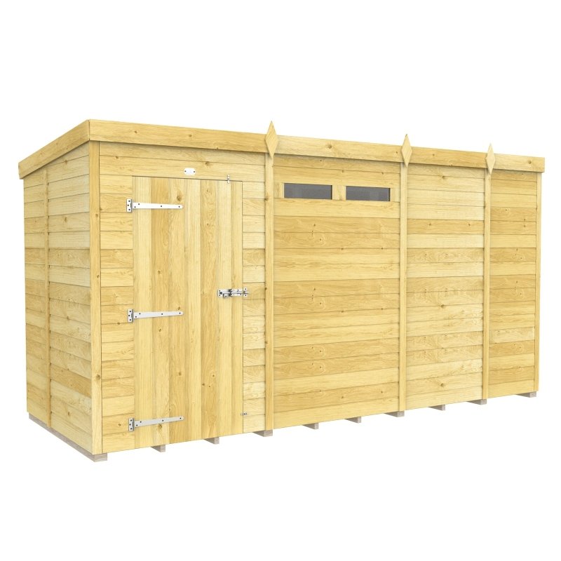 Flat Packed Pent Security Shed 13x5 - Willow Woodhouse