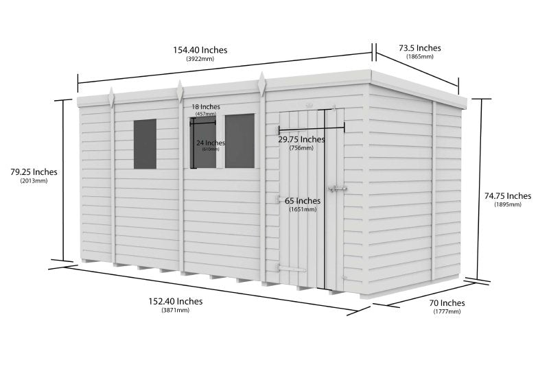 Flat Packed Pent Security Shed 13x6 - Willow Woodhouse