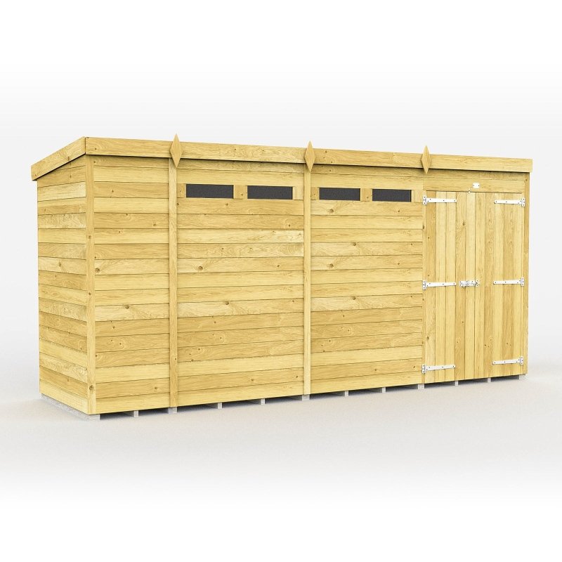 Flat Packed Pent Security Shed 14x4 - Willow Woodhouse