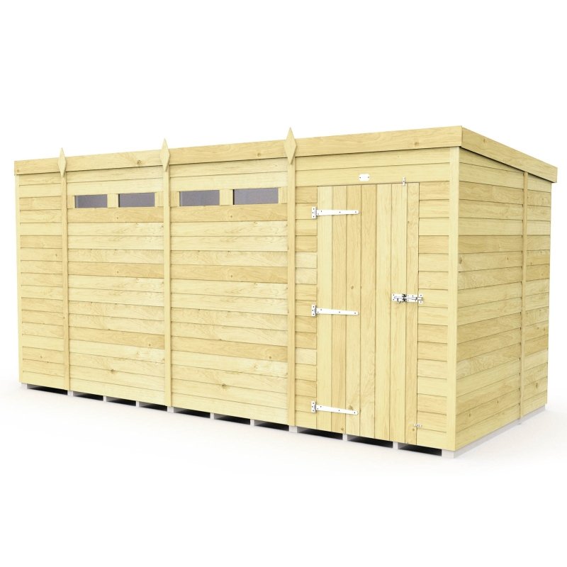 Flat Packed Pent Security Shed 14x5 - Willow Woodhouse