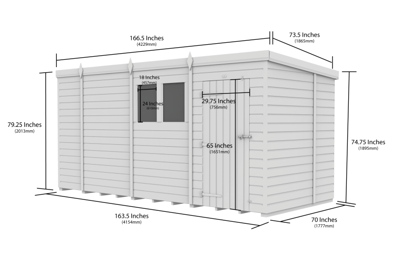 Flat Packed Pent Security Shed 14x6 - Willow Woodhouse