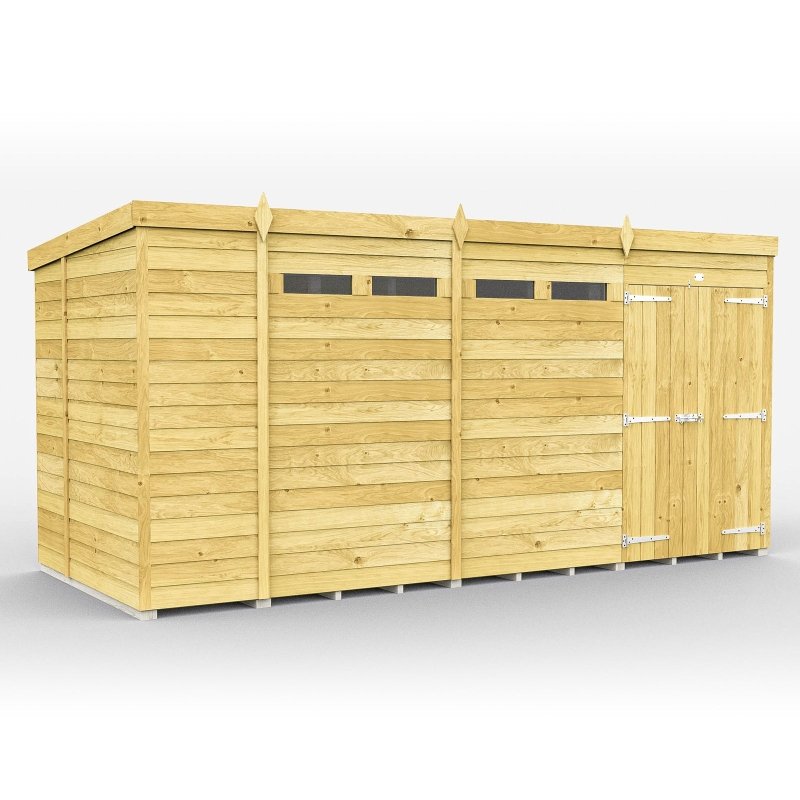 Flat Packed Pent Security Shed 14x6 - Willow Woodhouse