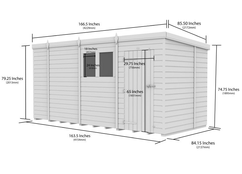 Flat Packed Pent Security Shed 14x7 - Willow Woodhouse