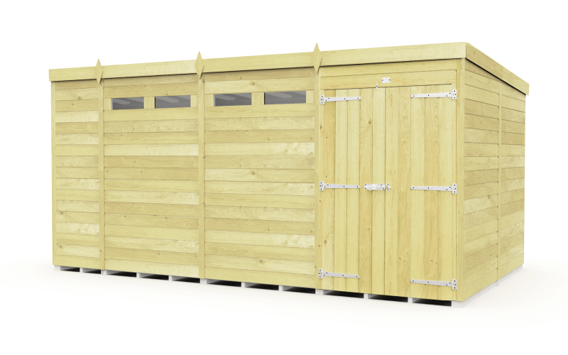 Flat Packed Pent Security Shed 14x8 - Willow Woodhouse