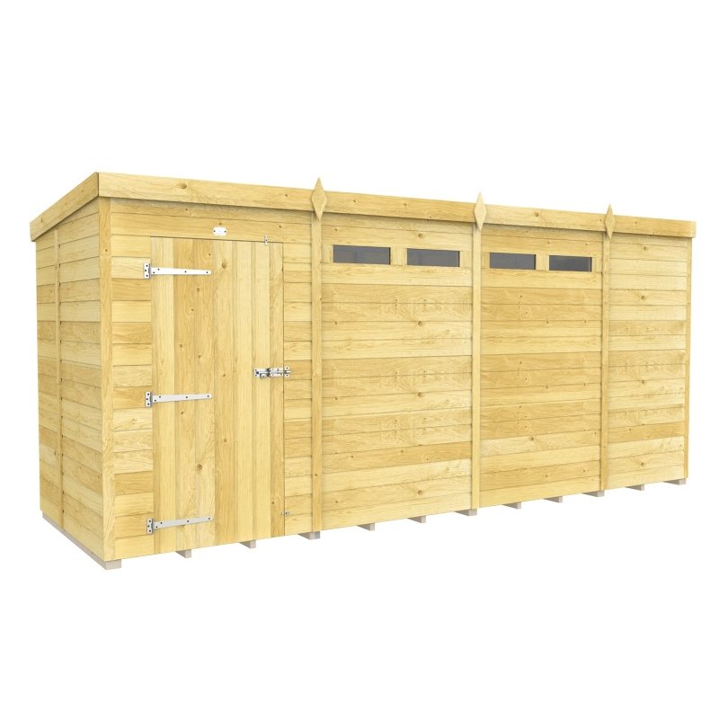 Flat Packed Pent Security Shed 15x5 - Willow Woodhouse