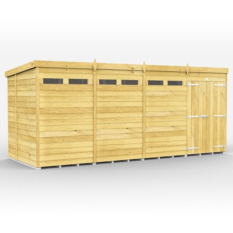 Flat Packed Pent Security Shed 16x7 - Willow Woodhouse