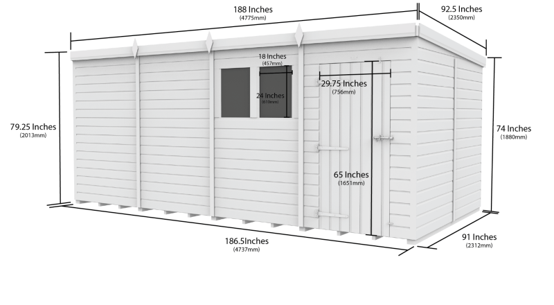 Flat Packed Pent Security Shed 16x8 - Willow Woodhouse