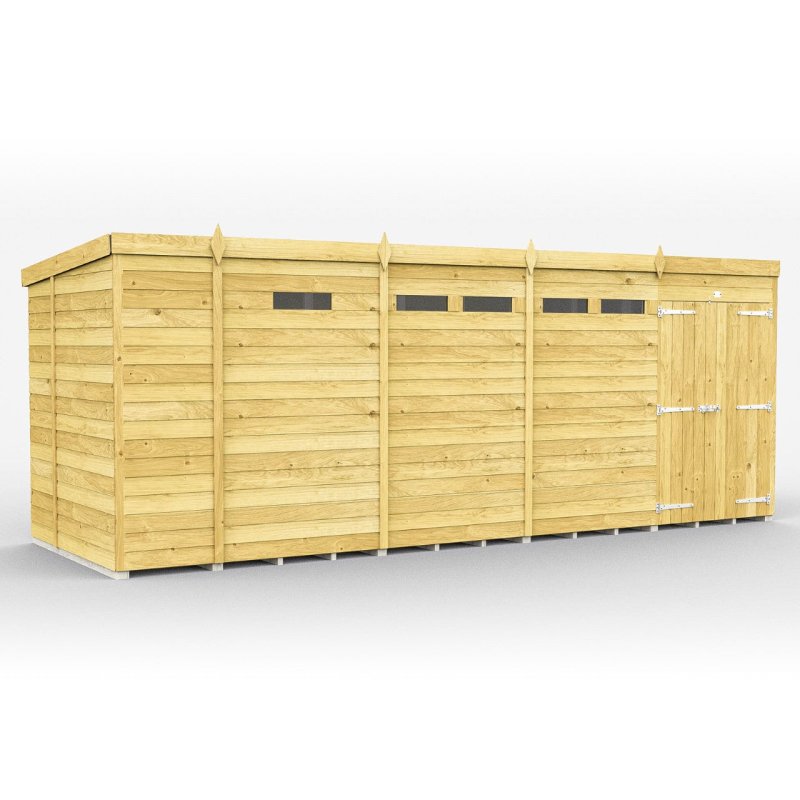 Flat Packed Pent Security Shed 17x7 - Willow Woodhouse