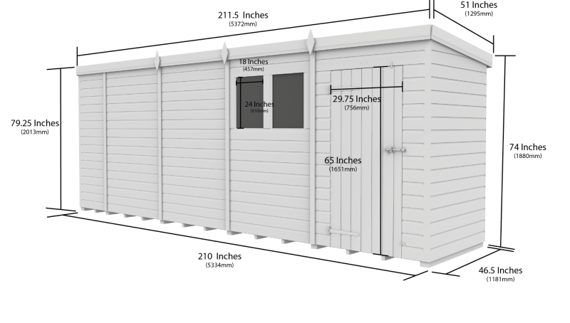 Flat Packed Pent Security Shed 18x4 - Willow Woodhouse