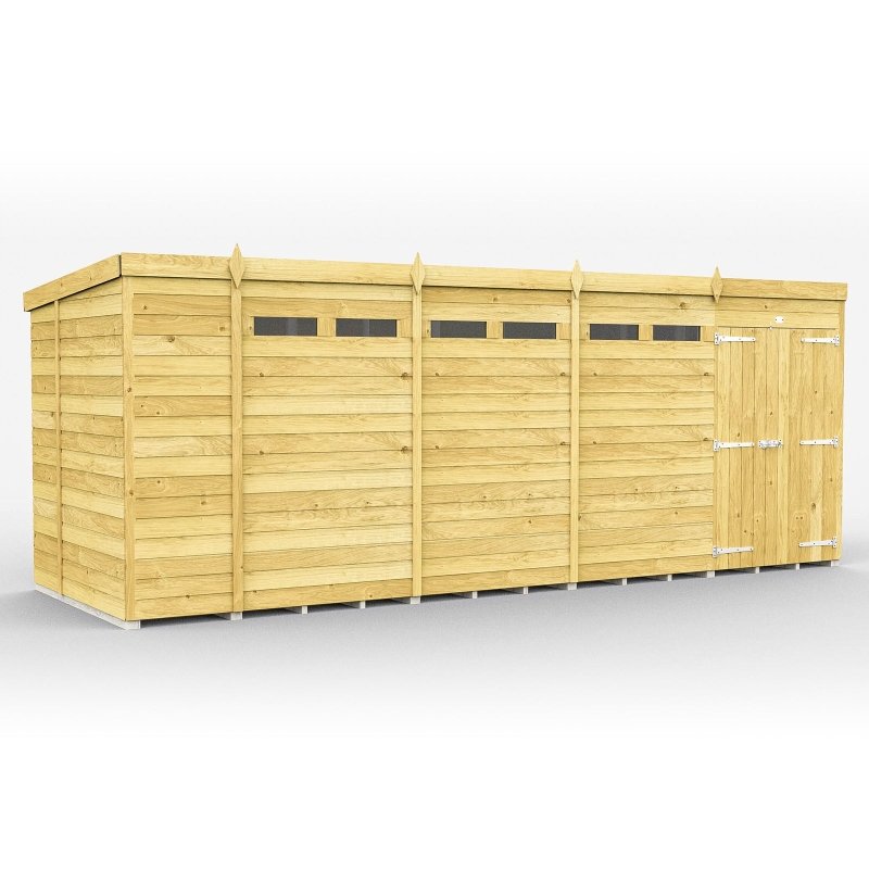 Flat Packed Pent Security Shed 18x7 - Willow Woodhouse