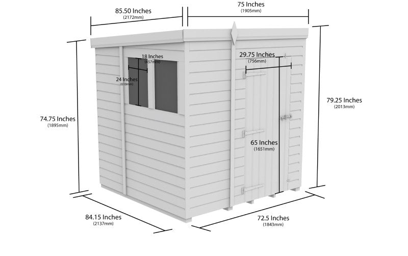 Flat Packed Pent Security Shed 6x7 - Willow Woodhouse