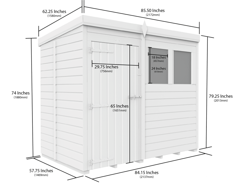 Flat Packed Pent Security Shed 7x5 - Willow Woodhouse