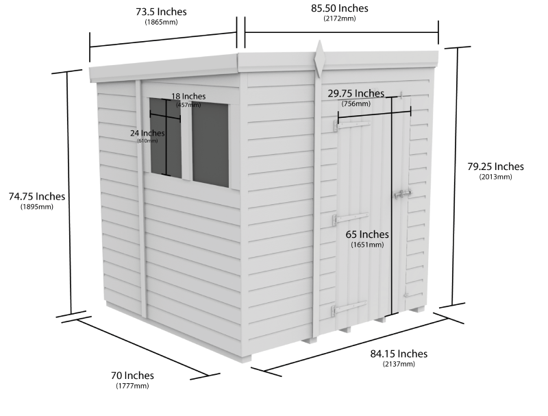 Flat Packed Pent Security Shed 7x6 - Willow Woodhouse