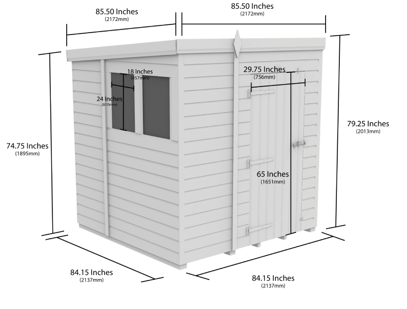 Flat Packed Pent Security Shed 7x7 - Willow Woodhouse