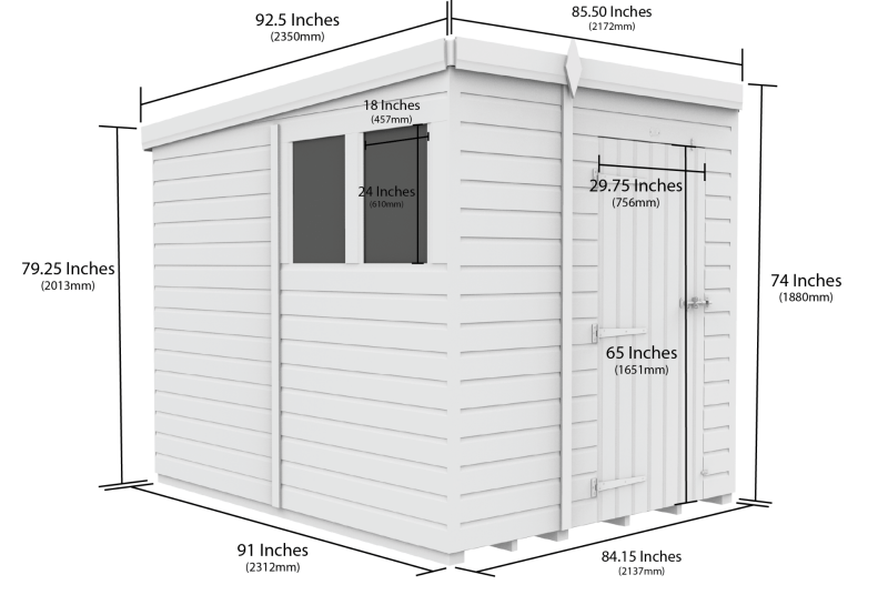 Flat Packed Pent Security Shed 7x8 - Willow Woodhouse