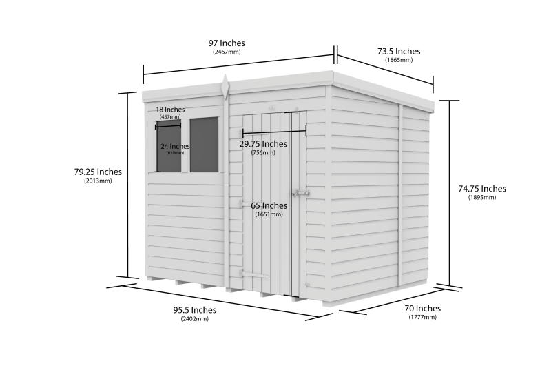 Flat Packed Pent Security Shed 8x6 - Willow Woodhouse