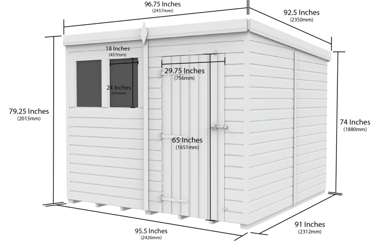 Flat Packed Pent Security Shed 8x8 - Willow Woodhouse