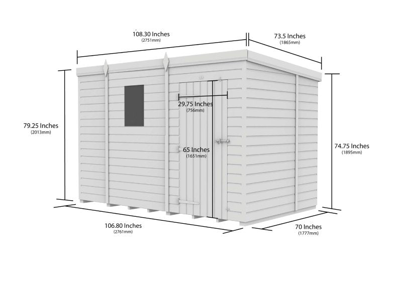 Flat Packed Pent Security Shed 9x6 - Willow Woodhouse