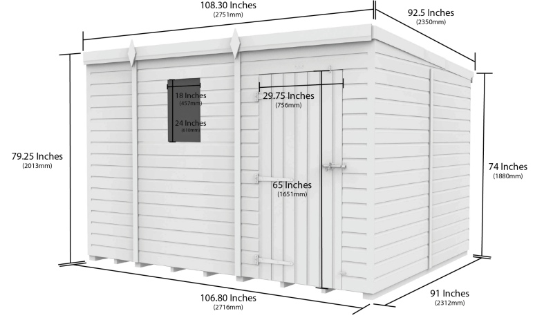 Flat Packed Pent Security Shed 9x8 - Willow Woodhouse