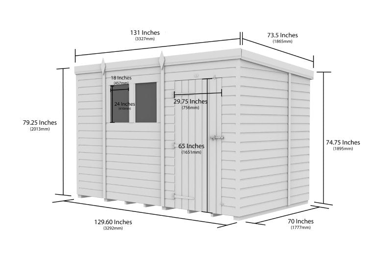 Flat Packed Pent Shed 11x6 - Willow Woodhouse