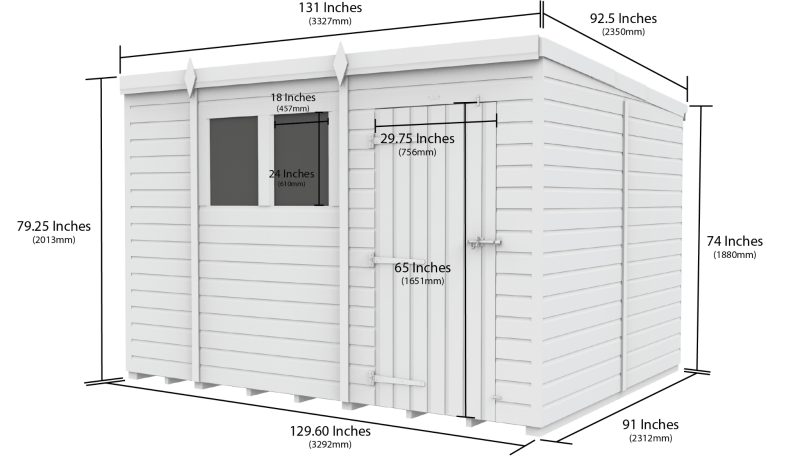 Flat Packed Pent Shed 11x8 - Willow Woodhouse