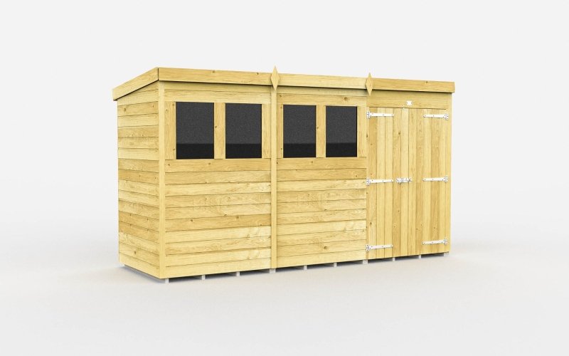 Flat Packed Pent Shed 12x4 - Willow Woodhouse