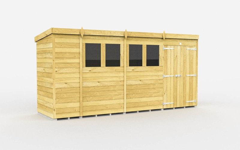 Flat Packed Pent Shed 14x4 - Willow Woodhouse