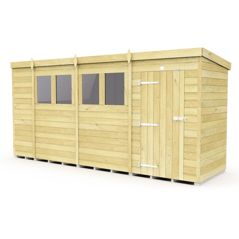 Flat Packed Pent Shed 14x4 - Willow Woodhouse