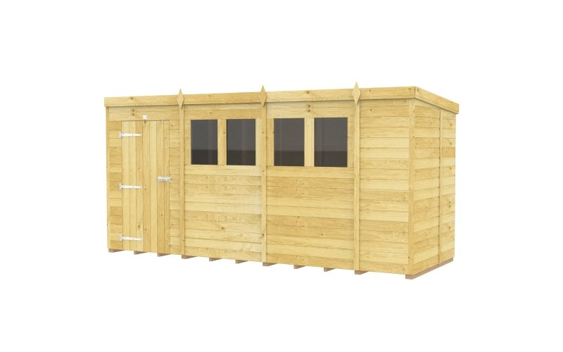 Flat Packed Pent Shed 14x5 - Willow Woodhouse