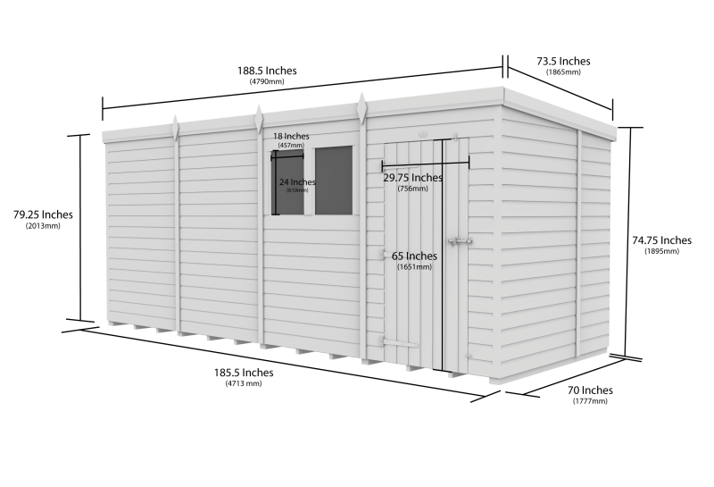 Flat Packed Pent Shed 16x6 - Willow Woodhouse