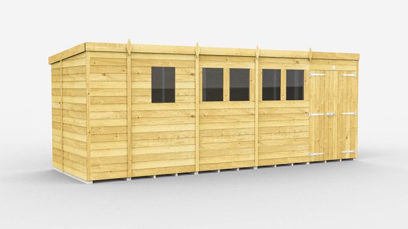 Flat Packed Pent Shed 17x6 - Willow Woodhouse