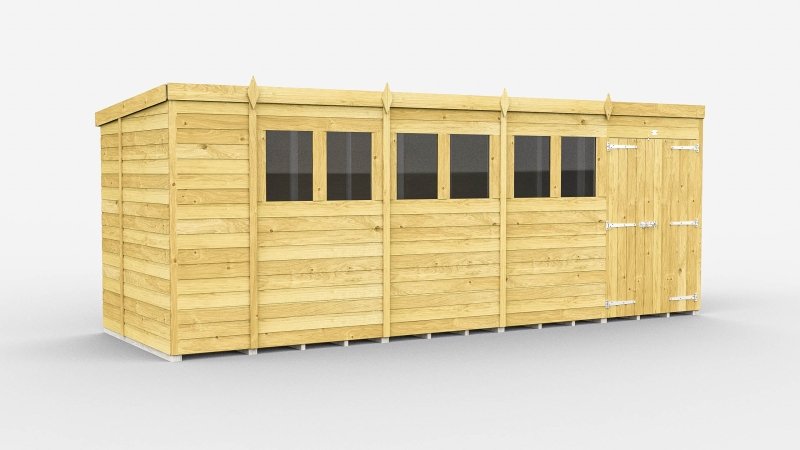 Flat Packed Pent Shed 18x7 - Willow Woodhouse