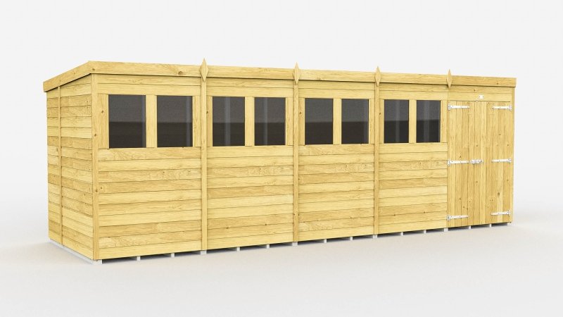 Flat Packed Pent Shed 20x7 - Willow Woodhouse