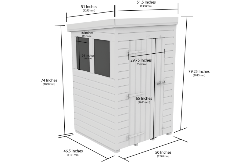 Flat Packed Pent Shed 4x4 - Willow Woodhouse